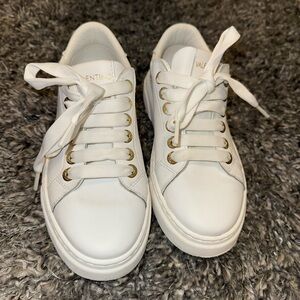 Valentino Women's White and Gold Sneakers